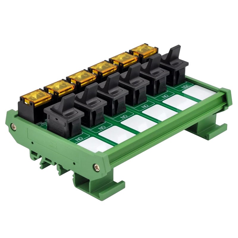 HCDC DIN Rail Mount Paddle Rocker Switch Module, 10Amp 250VAC / 50VDC (6 Channel) - Image 2
